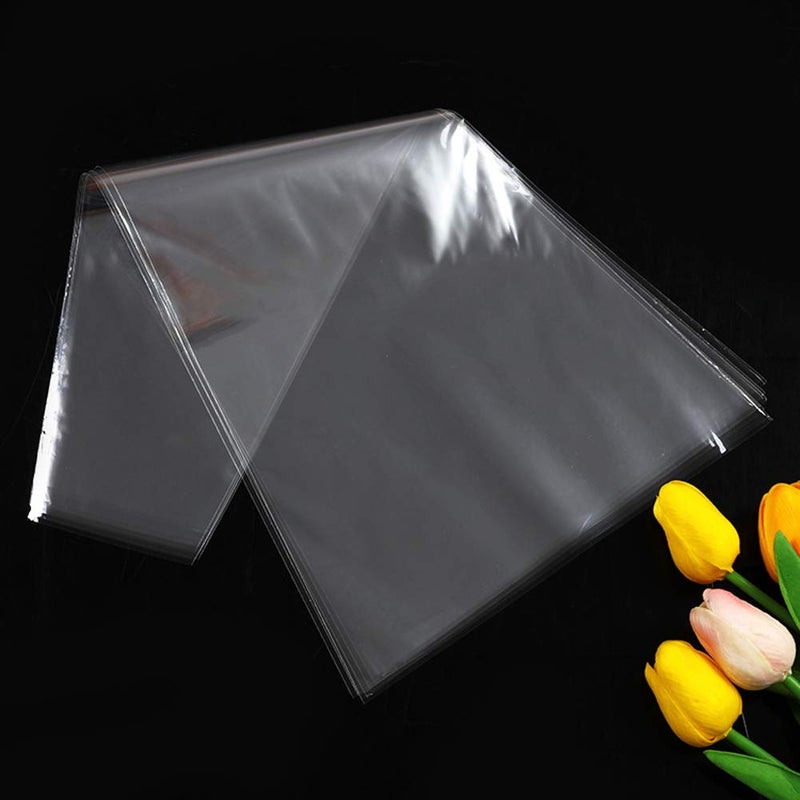 lasenersm 200 Pieces Transparent Flower Bouquet Bag Plastic Bags Flower Bouquet Sleeve Clear Cellophane Bags Rose Packaging Bags Height 15" Upper Width 5.9" Bottom Width 1.57" - Image 4